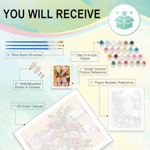 Paint by Numbers Kit for Adults, Sneakers DIY Painting Kit, 16x20 Inch