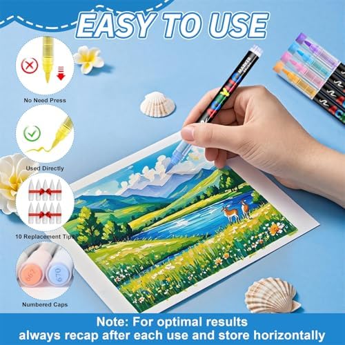 Guangna 240 Acrylic Paint Markers, Brush Tip Acrylic Paint Pens, Quick-Drying Waterproof Ink, for Rock Painting Plastic Wood Canvas Glass Ceramic Metal Art Crafts Supplies Gift