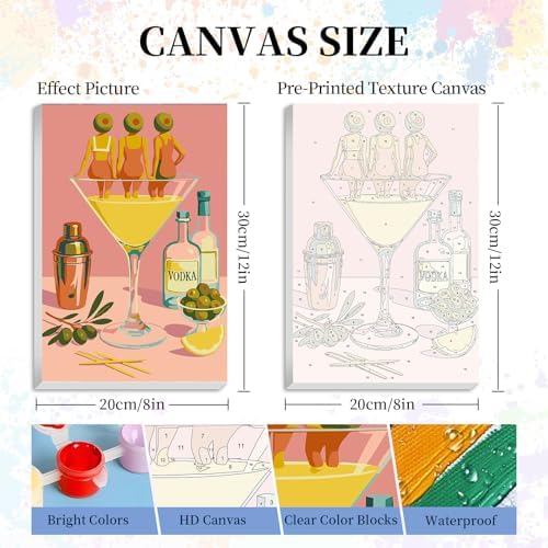 Camocin Framed Paint by Numbers Kit for Adults Beginners – Cocktail Girls
