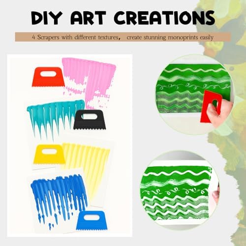 Faccito Gel Printing Plate Kit 8x10 & 5x7 Complete Beginner Gelli Plate Starter Set with Brayer, Paint & Tools Gel Print Kit for Card Making, Scrapbook & Mixed Media Art