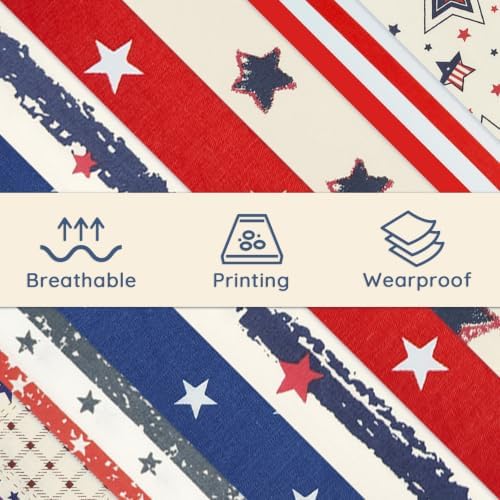 Aubliss 8pcs Fat Quarter Fabric Bundles (100% Cotton - 20'' x 20'') Quilting Cotton Craft Fabric Pre-Cut Squares Sheets for Patchwork Sewing Quilting Crafting (Patriotic)