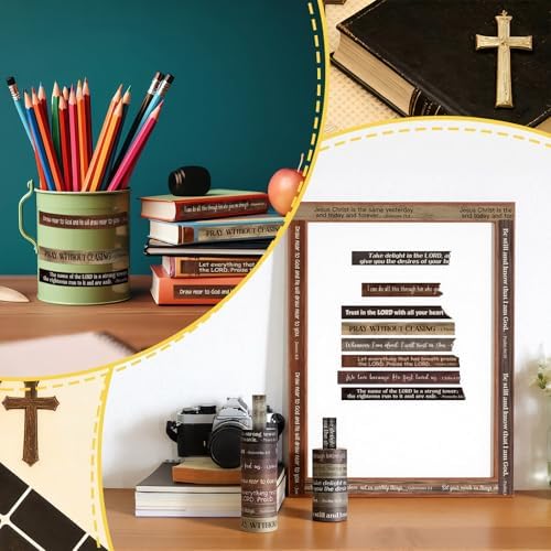 24 Rolls Christian Washi Tape Gifts for Bible Journaling, Wood