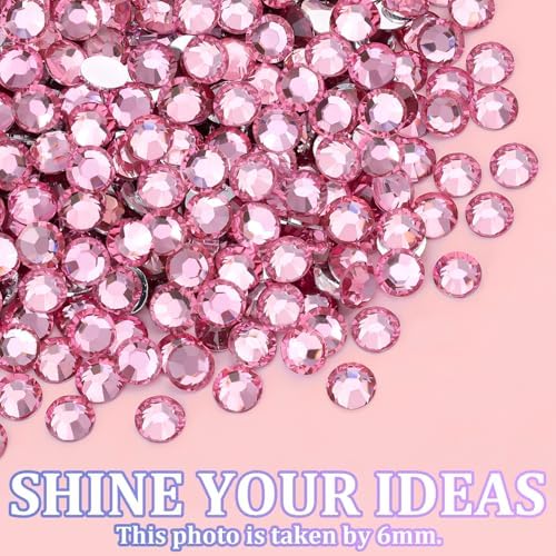 25000Pcs Resin Rhinestones with Tweezers for Crafting, Dark Pink 2-6mm Mixed Sizes Bedazzling Crystal with 3Pcs 10ml B7000 Jewelry Glue for DIY Crafts Clothing Tumblers Shoes Fabric Nail Art