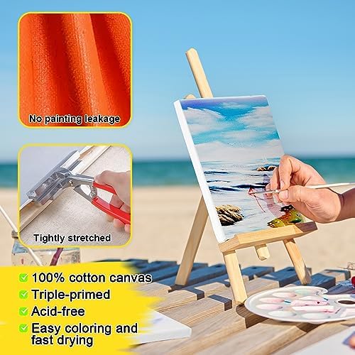 Inburit 12 PCS Multi Size Stretched Blank Canvas for Acrylic & Oil Painting | 12 Pack Canvas Boards for Painting, Art Supplies Paint Canvas, 5x7, 8x10, 9x12, and 11x14 inches (3 of each)