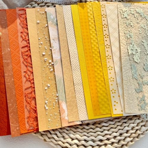 30 Sheets A5 Warm Assorted Textured Scrapbook Paper & Mesh Fabric