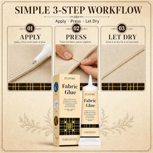Fabric Glue Permanent, 4.23oz-120ML No Sew Clear Clothes Adhesive with Precision Applicator Quick for Patches Hems and Rhinestones Industrial Grade Strong Bond for Denim Cotton Polyester Leather etc.