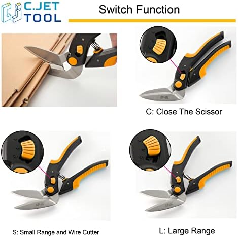 C.JET TOOL 10" Heavy Duty Scissors - Carpet Cutter, Industrial Multipurpose Tool for Cardboard, Leather, Pruning, Gardening - Professional Soft Grip Stainless Steel (Orange)