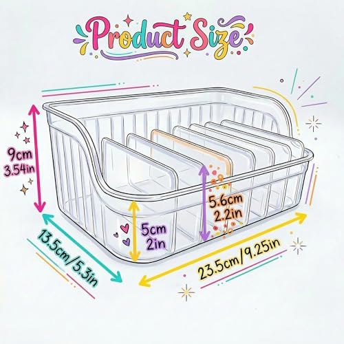 Clear Sticker Organizer Storage Box with Dividers, See All Your Stickers at a Glance, Craft Organizer and Storage for Washi Tape, Journal Supplies & Scrapbooking, Space Saving Sticker Display Holder