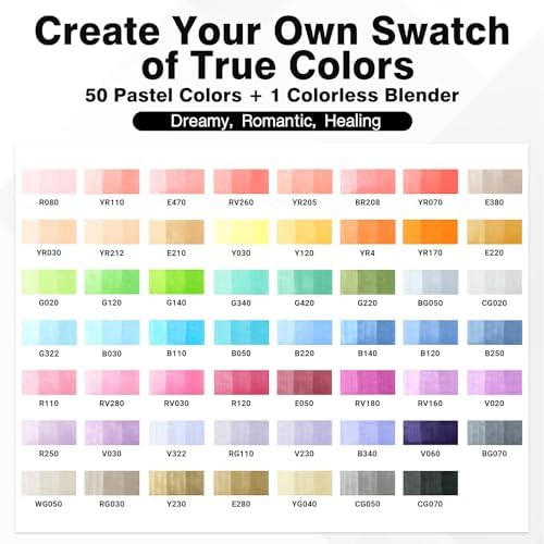 SFAIH Art Pastel Alcohol Markers Brush & Chisel Tip - 51 Dreamy Colors