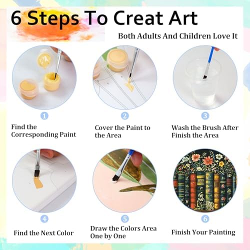 Book Paint by Numbers Kit for Adults Flowers Paint by Numbers for Adult
