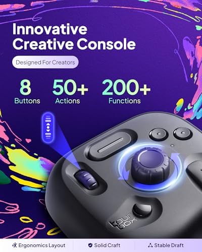 TourBox Lite - Editing Keyboard Compact, Artists Go-to Drawing Macro Keypad, Works with Photoshop, CSP & More, Creative Controller with Custom Software, Streamline All Workflows - Wired Only