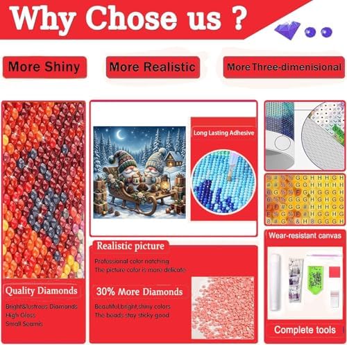 Axquilon Christmas Diamond Art Kits for Adults 14x14 inch