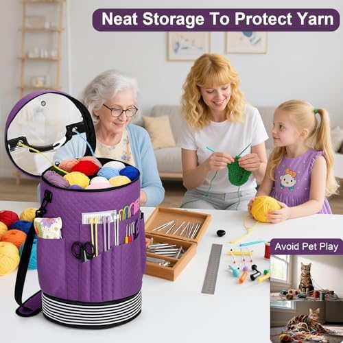 Crochet Yarn Knitting Bag 3PCS Expandable Large Yarn Storage Organizer Bag