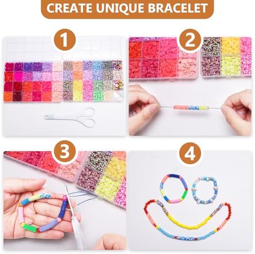 XSEINO 40000Pcs Clay Beads Bracelet Making Kit,8 Boxes 180 Colors