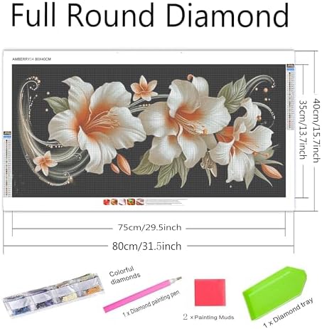 NFDPFUN Flower Diamond Art Kits for Adults,Large Size Diamond Painting kit for Beginner,DIY Handicrafts,Floral Diamond Mosaic Kits,Gem Painting,Diamond Craft Kits for Home wall Decor,31.5x15.7inch