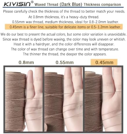 Round Waxed Thread, 600 Yards, 0.45mm, Taupe, Thin Bonded Polyester Wax Cord String for Leather Sewing, Upholstery, Bookbinding, Micro Knotting, Bracelet and Macrame Jewelry Making