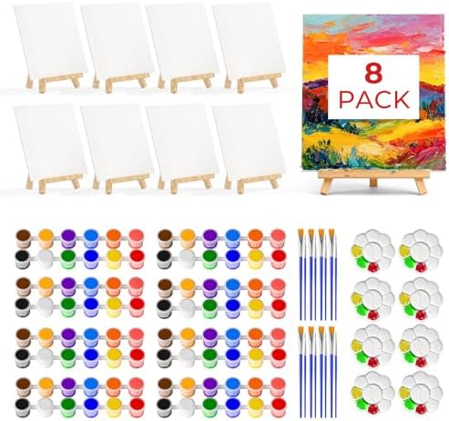 Nicpro 8 Pack 8×10 Inch Canvas for Painting,Sip and Paint Kit for Party