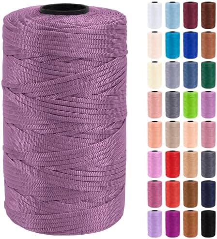 JeogYong Polypropylene Ribbon Yarn 3mm x 218 Yards Flat Macrame Cord 3mm Crochet Yarn for Handbags, Shopping Bags, Sun Hats, Shoes, DIY Crafts, Decorative Projects