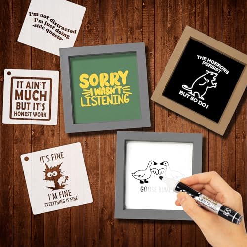 40pcs Stencils for Crafts Reusable, Funny Sarcastic Wood Burning Stencils