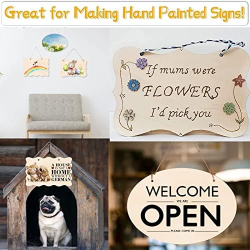 12Pcs Unfinished Wood Crafts, Rectangle-Shaped Wood Plaques for Carfts, Door Hanger, Burning, Painting, DIY Wooden Sign Crafts Gifts for Independence Day Holiday Home Decor, 8.8 x 5.7 Inches
