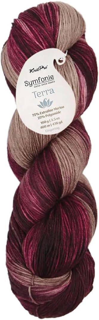 KnitPro Symfonie Fingering Weight Merino Wool Yarn 100g, Cafe Rose