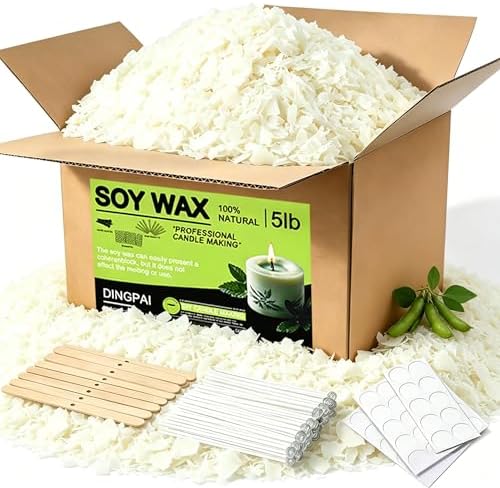 DINGPAI Natural Soy Wax for Candle Making, 5lb Organic Soy Wax Flakes