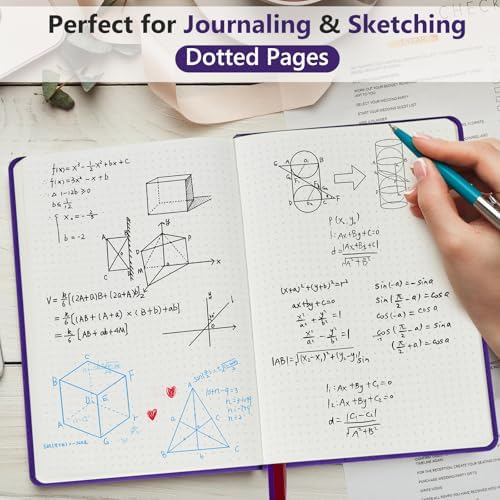 Dotted Journal 5.9"×8.5", 160 Pages Dot Grid Notebook, Bullet Journaling | Hardcover Leather Journal for Women & Men,100 Gsm Thick Paper,Medium Size, Dotted notebook for Work, School, Travel Writing