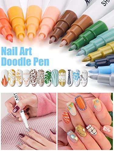 12 Color Nail Art Pens Kalolary Nail Art Markers Point Graffiti Dotting Pen