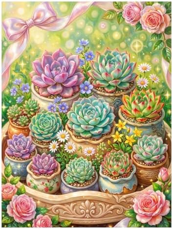 XTCIXAL Diamond Art Kits for Adults, Succulent Diamond Painting, 12x16 Inch