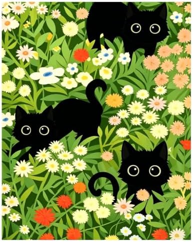 xcemhil Black Cat Paint by Numbers Kit for Adults Beginner, Paint by Numbers for Adult, Acrylic Paint by Number Kits Suitable for Home Wall Art Decor Gifts 16x20 Inch