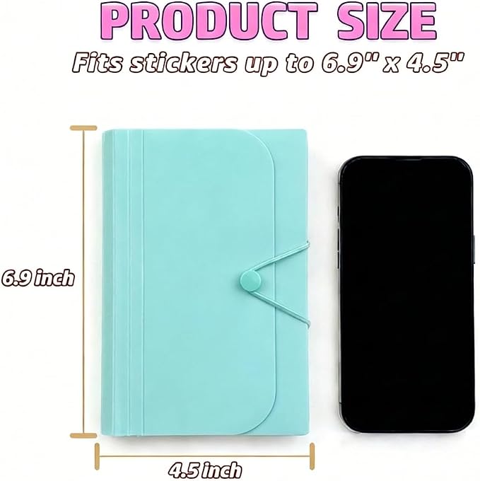 Sticker Storage Organizer with 7 Expandable Pockets, A6 Multi-Layer Desktop Sticker Binder for Scrapbook Essentials and Journal Organizer, Large Capacity for Thick Sticker Album, Washi Tape(Aqua)