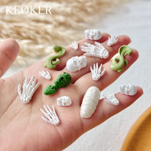 Keoker Halloween Polymer Clay Molds for Jewelry, Skull Polymer Clay Earring Molds, 5 Shapes Halloween 3D Silicone Molds
