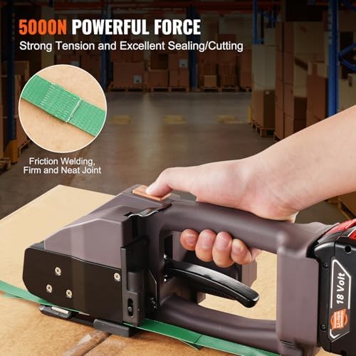 VEVOR Electric Strapping Machine, for 0.39"-0.75" PP PET Straps, Portable Electric Banding Tool with Digital Display, 2 x 4000mAh Battery Powered Automatic Strapping Tool for Packaging Box Pallet