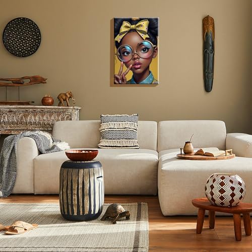 HeeBenor Framed Paint by Numbers Kit for Adults, Black Women, 8x12 Inch