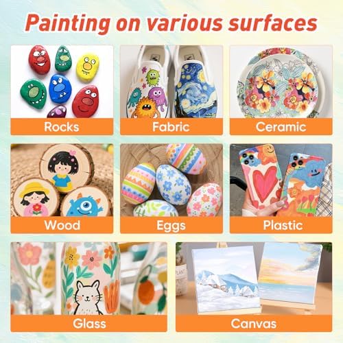 8 Pack Mini Acrylic Paint Set, 12 Colors Acrylic Paint Strips with 16 Brushes, Washable Paint for Kids & Adults Craft, 112 PCS Painting kit for Easter Eggs, Birthday, Party Favor, Classroom Art Gifts
