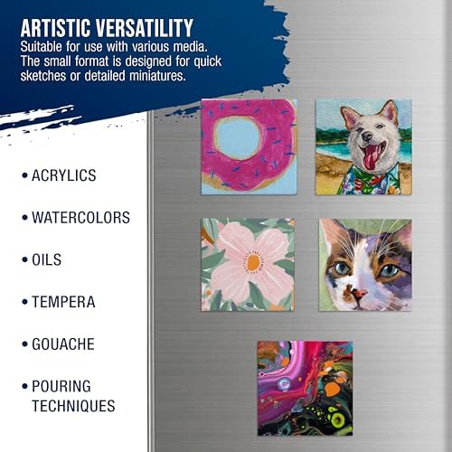 U.S. Art Supply Mini Magnetic Canvas Panels, 24 Pack, 2.5x2.5 Inch Square