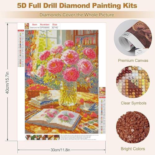 Flowers Diamond Art Kits for Adult Diamond Painting Kit for Beginner