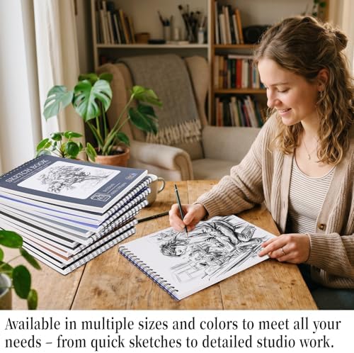 18 Pack Sketch Books Bulk 9x12 Inch Large Top Spiral Bound Sketch Pads 720 Total Sheets 6-Color Sketchbook 68lb/100gsm Acid-Free Drawing Paper for Students Beginners Artists Classroom Art Supplies