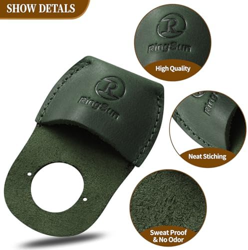 Ringsun Thumb Guard Wood Carving Tools, Leather Finger Protector, Handmade Carpenter Working Carving Kit Accessories Green