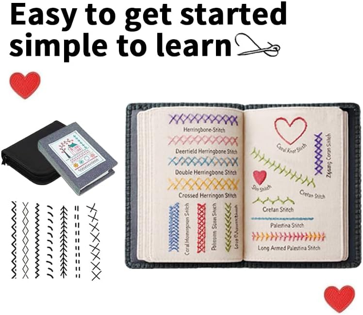 2026 New Embroidery Stitch Book Kit Portable All-Scenario Embroidery Stitch Book Comes with a Complete Toolkit The Perfect Choice for Beginners in Handicrafts (2 PCS)