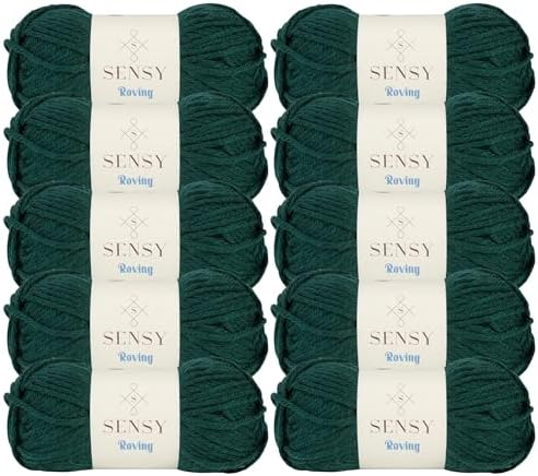 S Sensy Roving - Premium Acrylic&Wool Yarn 10 Skeins Forest Green 131 Yards
