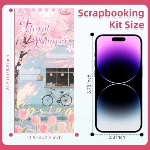 Sakura Series Sticker Scrapbooking Supplies for Junk Journal, 10 Sheets PET Stickers and 10 Sheets Washi Stickers