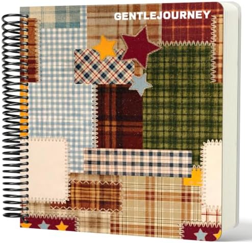 Hardcover Sketchbook,7.2"x8.3"Spiral Bound Drawing Pad,Plaid Patchwork