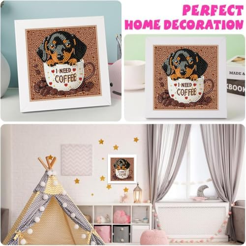 Dog Diamond Art Painting Kits for Kids with Frame Ages 4-8-12 (7x7 inch)