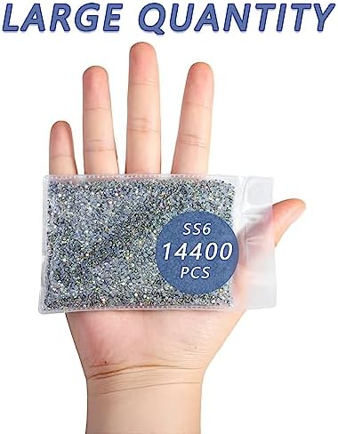 Beadsland Hotfix Rhinestones Bulk, Crystal AB, SS6, 14400pcs