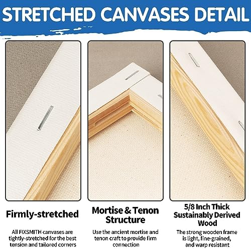 FIXSMITH Stretched White Blank Canvas - 36x48 Inch, 2 Pack,Primed Large Canvas,100% Cotton,5/8 Inch Profile of Super Value Pack for Acrylics,Oils & Other Painting Media