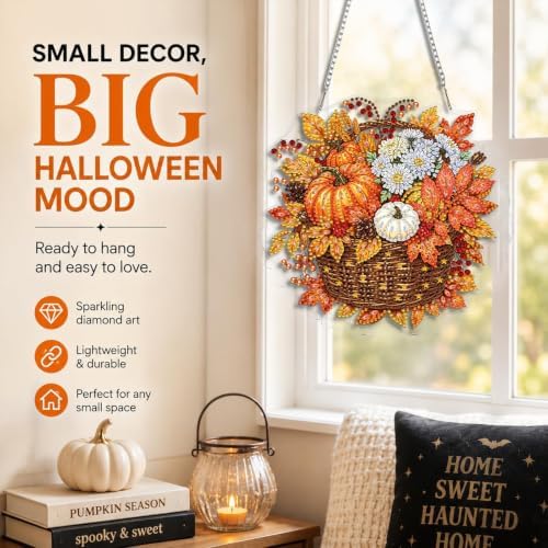 Fall Diamond Art Hanging Kit for Adult, Diamond Art Painting 8x8inch