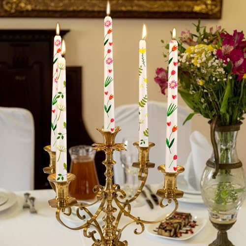 MTLEE 78 Pcs DIY Candle Painting Kit Include 12 White Taper Candles 60 Colored Tealight Candles 6 Paint Brushes for Crafts Birthday Wedding Party Favors(Multi Color)