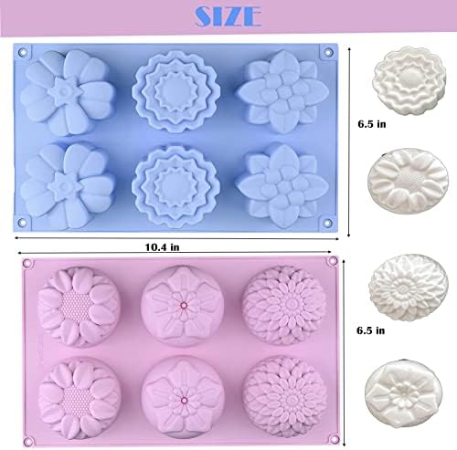 Flower Soap Molds-Silicone Soap Molds Rose Soap Mold | Soap Molds Silicone Shapes-3PCS 6 Cavities Flower Soap Mold,Silicone Molds for Soap Bath Bombs Shower Steamer Lotion Bars