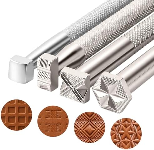 4Pcs Leather Stamps, Metal Embossing Stamping Tools for Craft Working